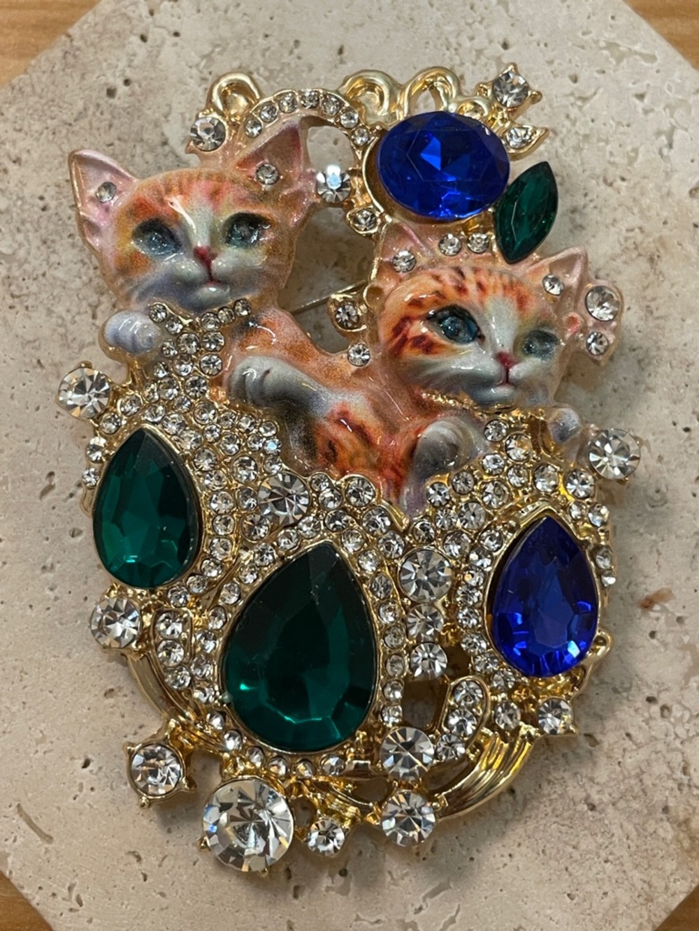 Anthropologie Cat Brooch Vintage Style Kitten Rhinestone Statement Pin Gift - Picture 3 of 4